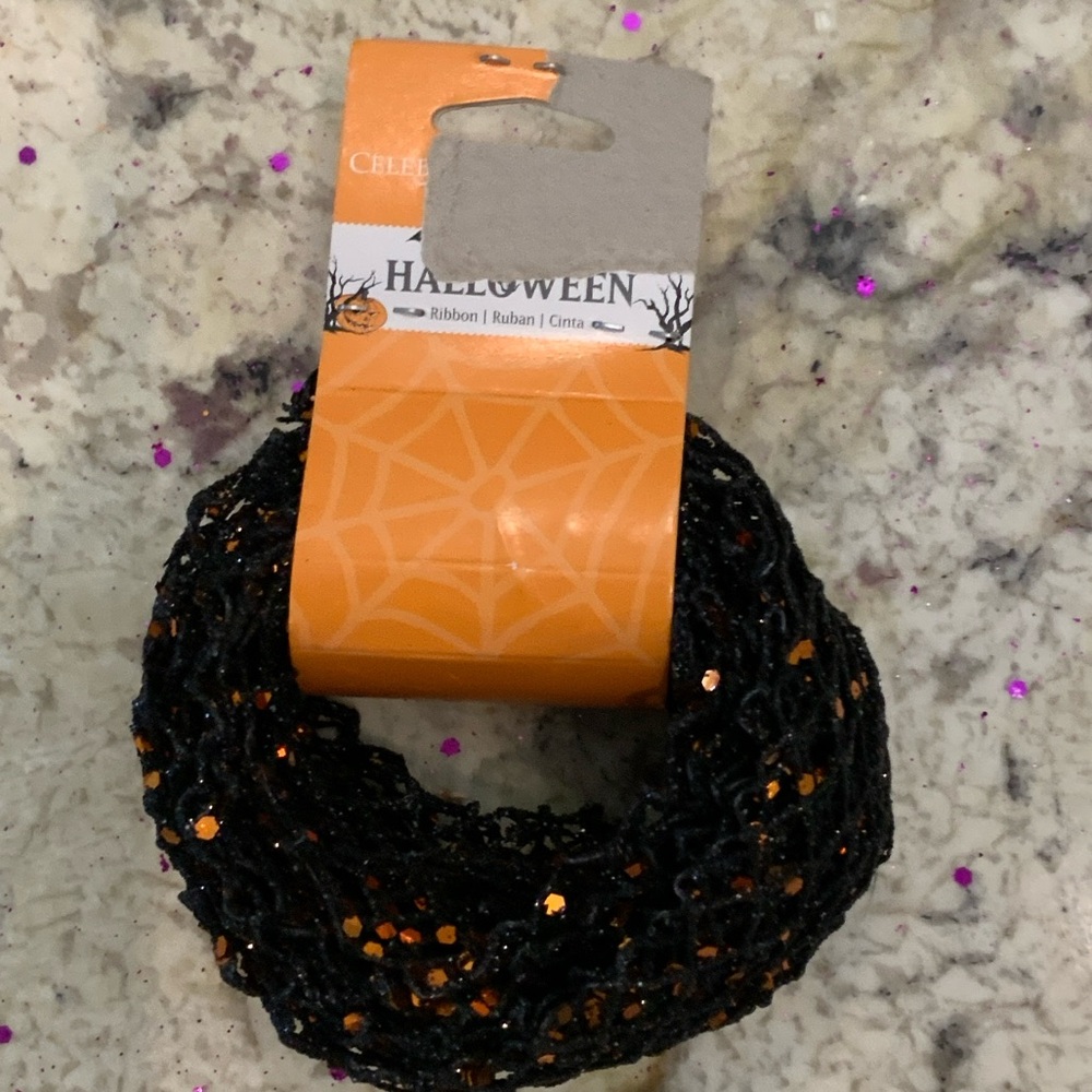 Black and Orange Halloween Ribbon 48” long